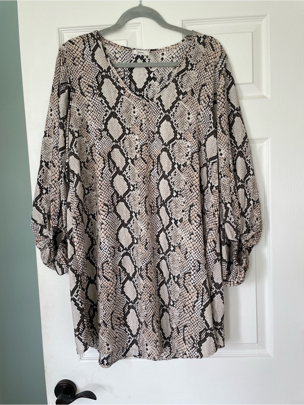 Womens Beige Snake Print V-Neck Dress M